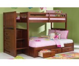 Discovery World Furniture Merlot Twin Over Full Staircase Bunk Bed